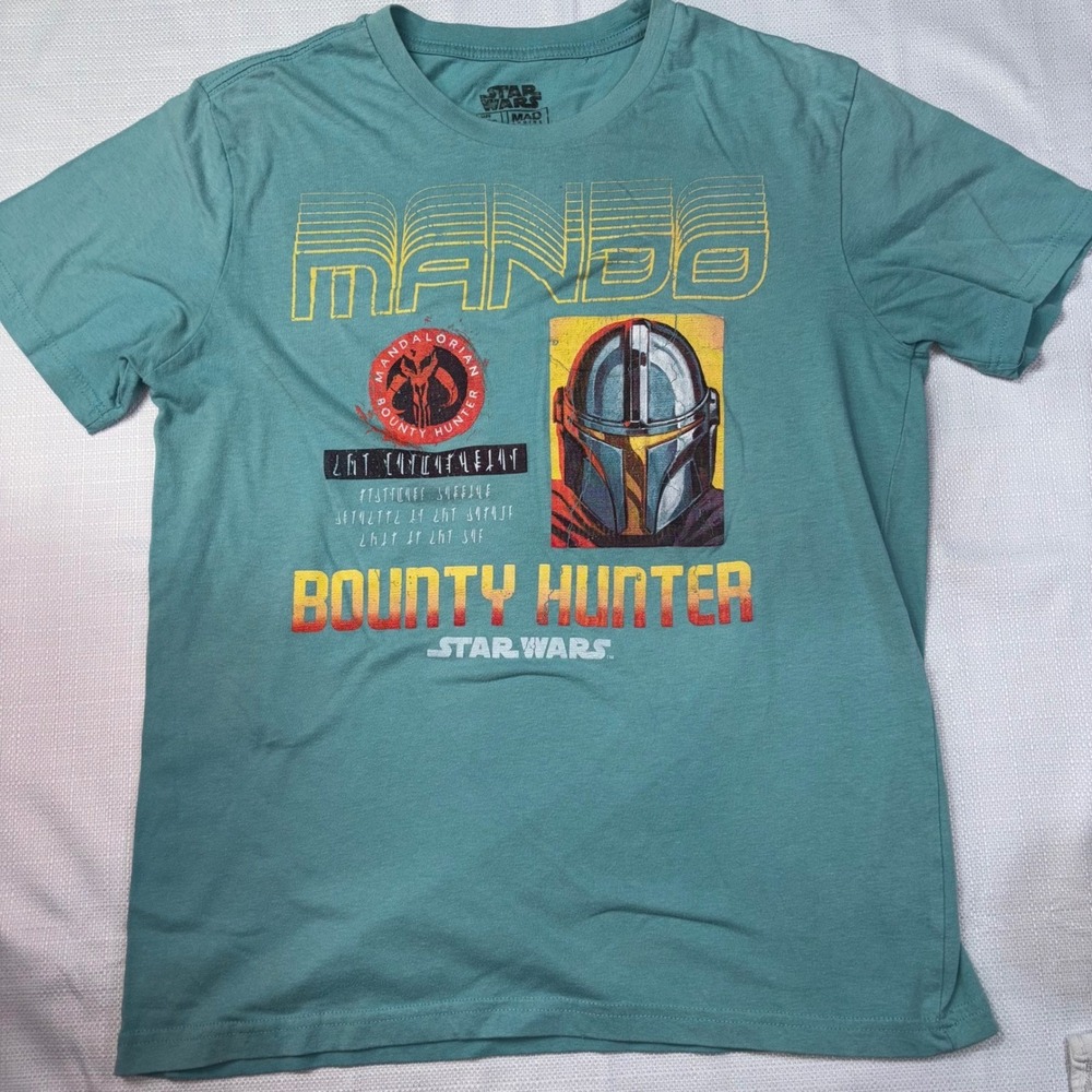 Star Wars T-Shirt Mandalorian Mando Bounty Hunter Men's Large Graphic Tee
